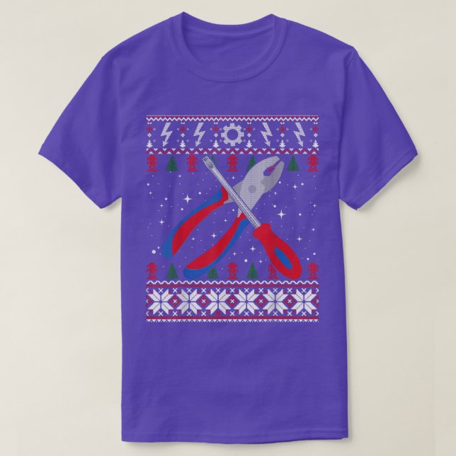 T-shirt Électricien Plier tournevis laide sueur de Noël mo (Design devant)