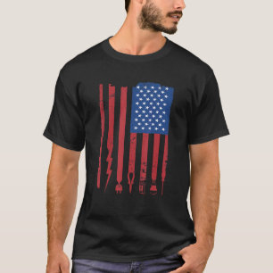 T-shirt Electricien US Drapeau Electriciens Outils Lineman
