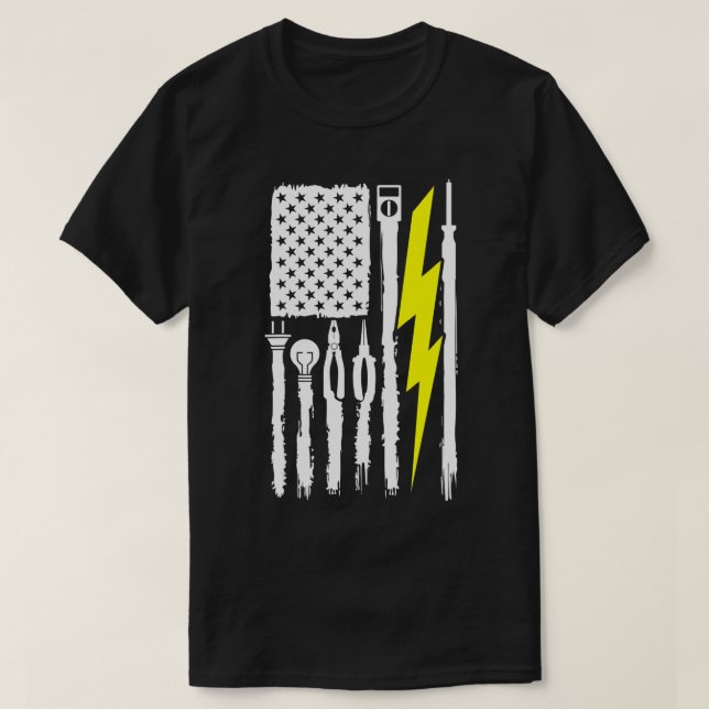 T-shirt Electricien US Drapeau Outils pour Electriciens 1 (Design devant)
