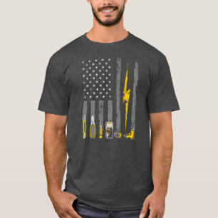T-shirt Electricien US Outils Drapeau Patriotique Fil Trav