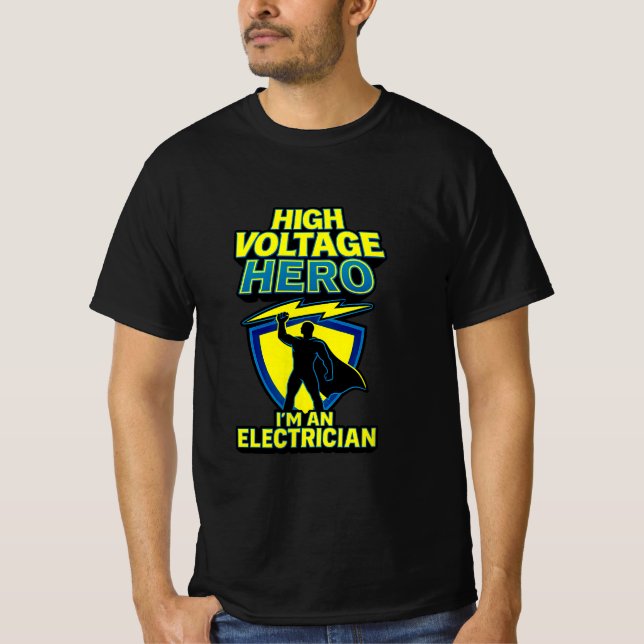 T-shirt électrique super-héros haute tension (Devant)
