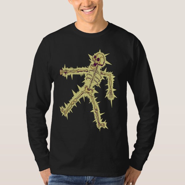 T-shirt Electrocuted Skeleton Halloween (Devant)