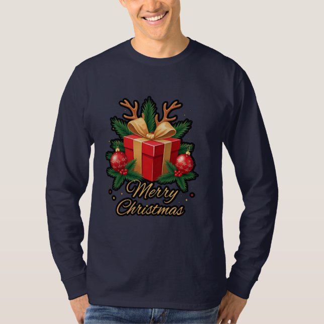 T-shirt "Élégance de vacances : Dons, Arbres, & Reindeer D (Devant)
