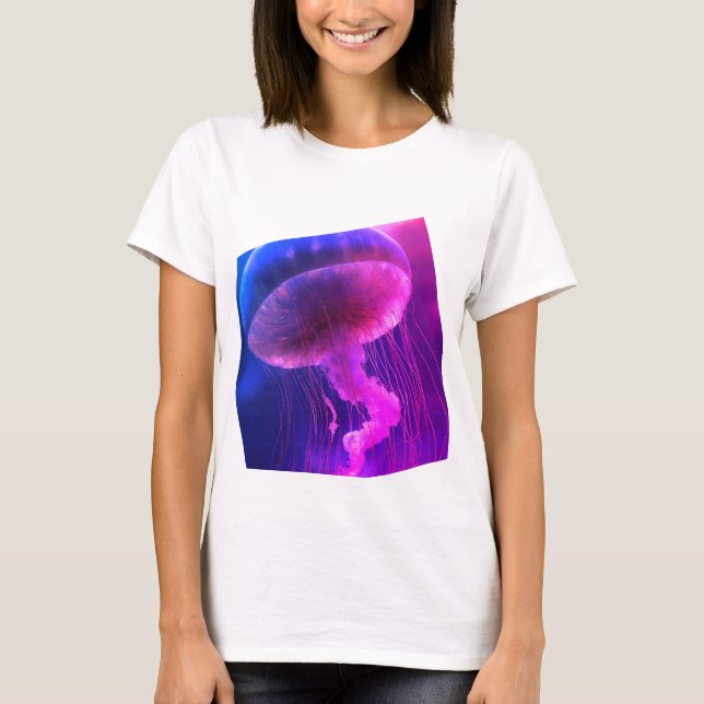 T-shirt Elégance flottante, méduse sur papier noir pâle t (Devant)