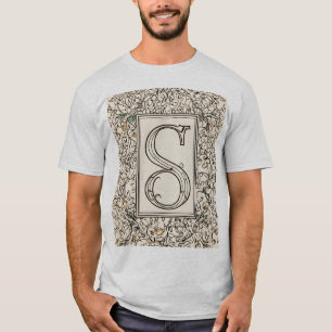 T-shirt Élégance intemporelle - Monogramme "S" avec vin dé