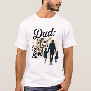 T-shirt Elégant Amour Familial Fête des pères Silhouette