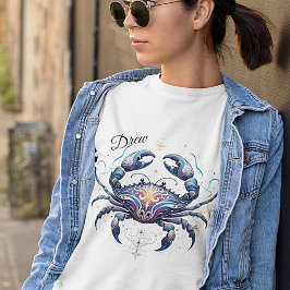 T-shirt Elégant aquarelle Cancer Zodiac personnalisé