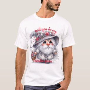 T-shirt Élégant argent beau gnome floral ornemental