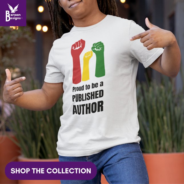 T-shirt Élégant AUTEUR NOIR FIN (Wear this stylish Proud to be a Published Author to celebrate Black Authors Day)