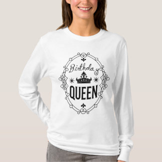 T-shirt Elegant Birthday Queen Crown Typography White