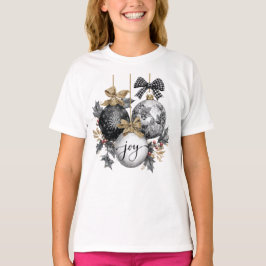 T-shirt Elegant Black and White Christmas Ornaments 