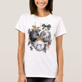 T-shirt Elegant Black and White Christmas Ornaments 