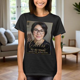 T-shirt Elégant Black & Gold 40th Birthday Party Photo