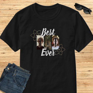 T-shirt Elegant Black & White Best Dad Ever Photo Collage