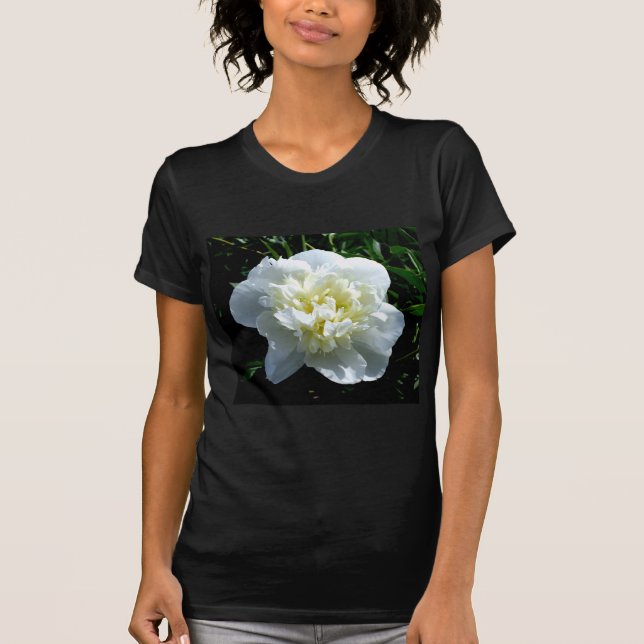 T-shirt Elégant blanc peony floral blanc photo (Devant)