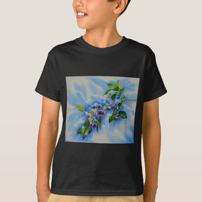 T-shirt Elégant Blueberry aquarelle peinture fruit bleu (Devant)