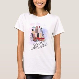 T-shirt Élégant Blush Girl Peintre de maquillage rose Glam