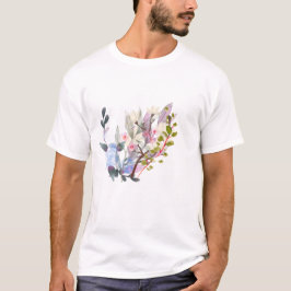 T-Shirt Elegant Botanical Flower & Leaf Art 