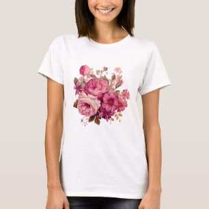T-shirt Élégant Bouquet floral rose   Rose vintage