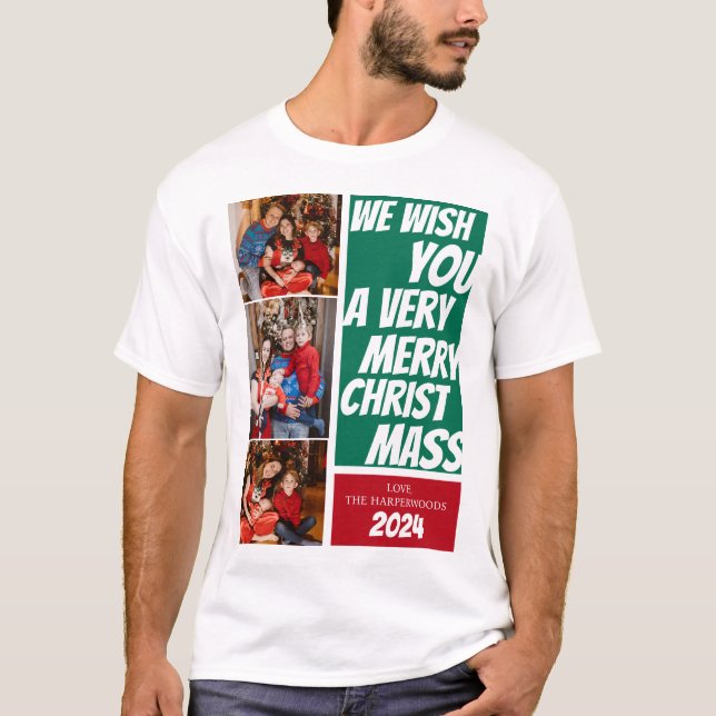 T-shirt Elégant cadeau de Noël nom de famille personnalisé (Devant)
