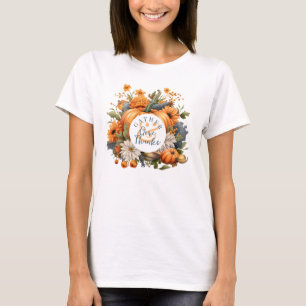 T-shirt Elégant Citrouille aquarelle Thanksgiving
