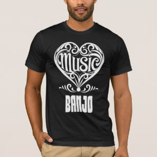 T-shirt Elégant Coeur défilé pour les amateurs de Banjo
