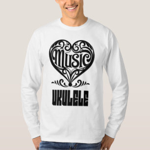 T-shirt Elégant coeur défilé pour les amoureux d'Ukulele