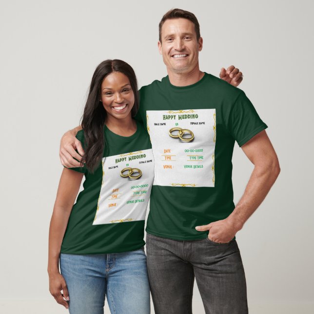 T-shirt Élégant Custom Deep Forest Mariage Couple's Green (Unisexe)