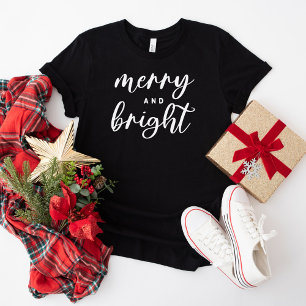 T-shirt Élégant écriture de vacances noir Merry and Bright