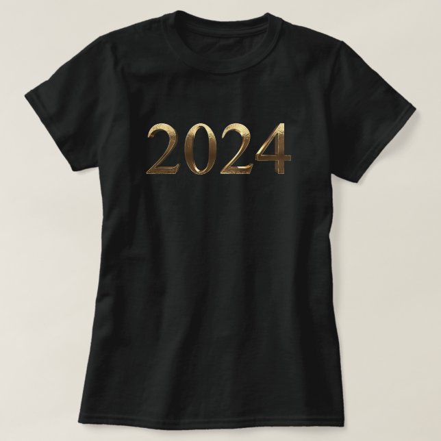 T-shirt Elégant Faux Golden Numbers Bonne année 2024 (Design devant)