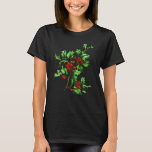 T-shirt Elégant Festive Vintage Noël Holly Berries