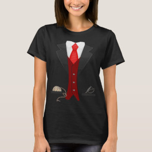 T-shirt Élégant Fun Fake Tuxedo Suit Nice Cravate noire