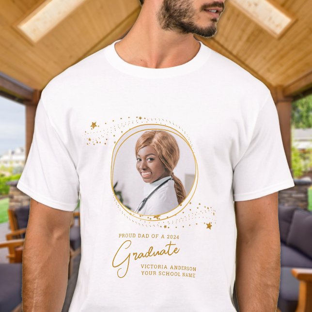 T-shirt Elégant Graduation Custom Chic Graduate Gold Photo (Créateur téléchargé)