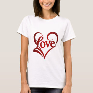 T-shirt Élégant Joyeuse Saint-Valentin Rouge Cœur Blanc