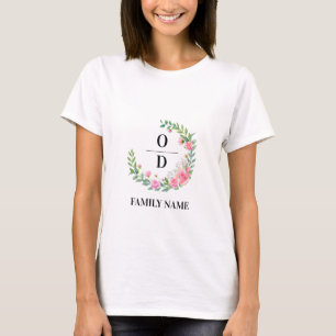 T-shirt Élégant Mariage de fleurs rose pâle