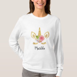 T-shirt Élégant mignon jolie parties scintillant d'or flor