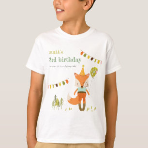 T-shirt Élégant mignon Woodland Fun Party Fox Anniversaire