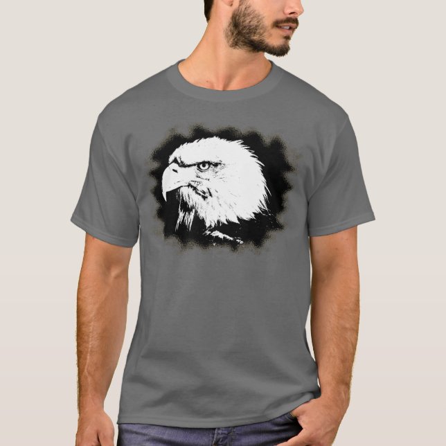 T-shirt Élégant Modèle moderne de tête d'aigle gris foncé (Devant)