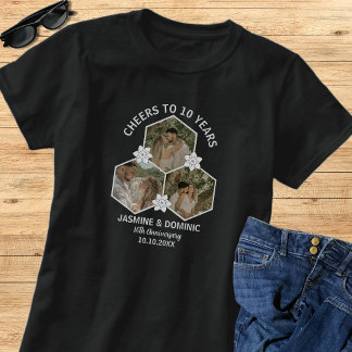 T-shirt Elegant Modern 10th Anniversary Photo Collage Wife