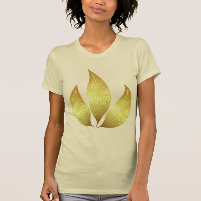 T-shirt Elégant moderne trois feuilles d'or avec ornements (Devant)