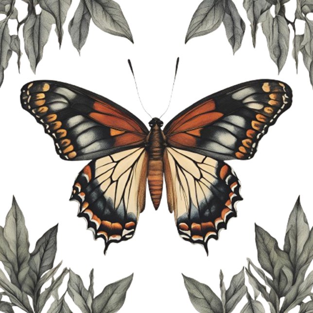 T-shirt Elegant Monarch Butterfly with Grey Leaves  (Créateur téléchargé)