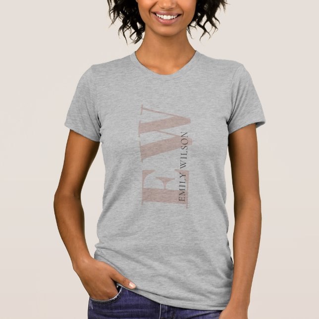 T-shirt Elégant Monogramme gris clair simple (Devant)