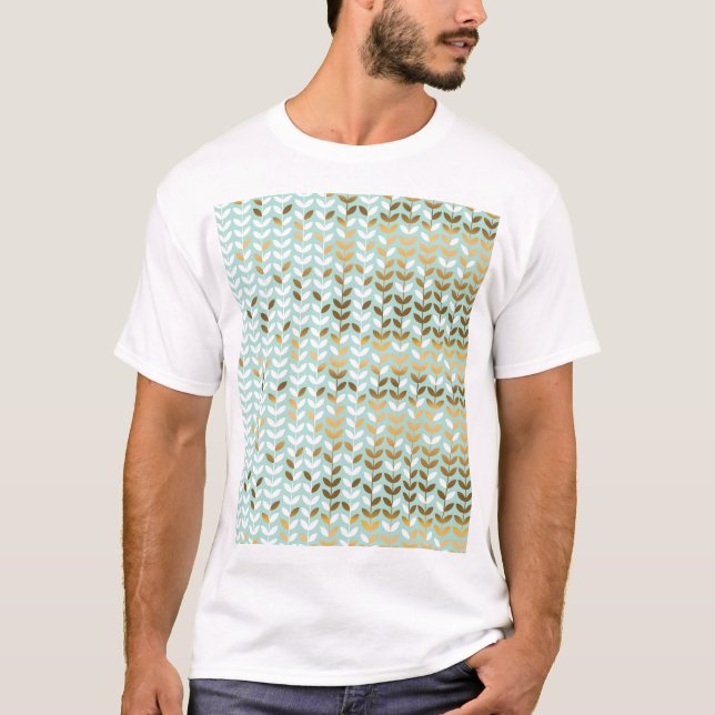 T-shirt Élégant Motif Gold Green Leaf (Devant)