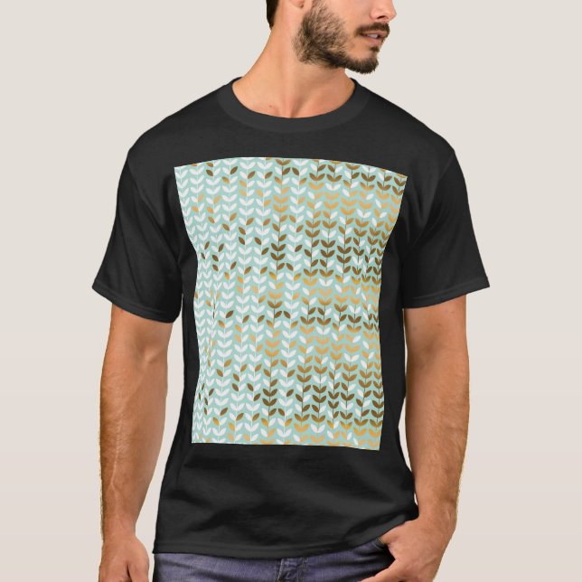 T-shirt Élégant Motif Gold Green Leaf (Devant)