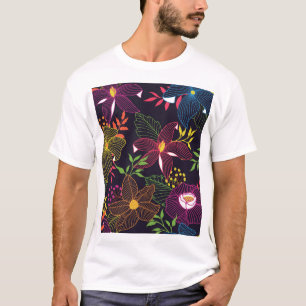 T-shirt Elégant motif sans couture florale, design artisti