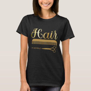 T-shirt Elégant Noir Hairstylist Salon Nom