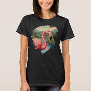 T-shirt Élégant paradis tropical flamand rose