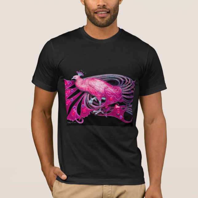 T-SHIRT ELÉGANT PEACOCK EN ROSE, FUCHSIA, NOIR (Devant)