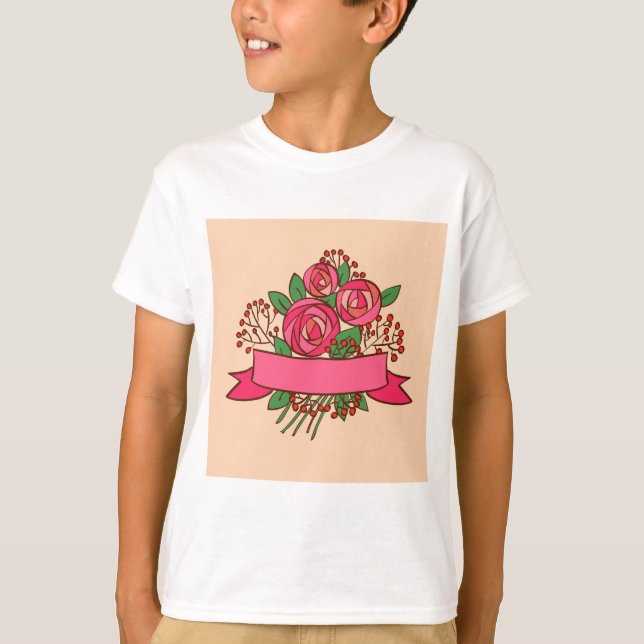 T-shirt Elegant Pink Rose Floral Bouquet (Devant)