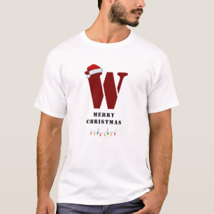 T-shirt Élégant Reindeer Noël Famille Monogramme Nom